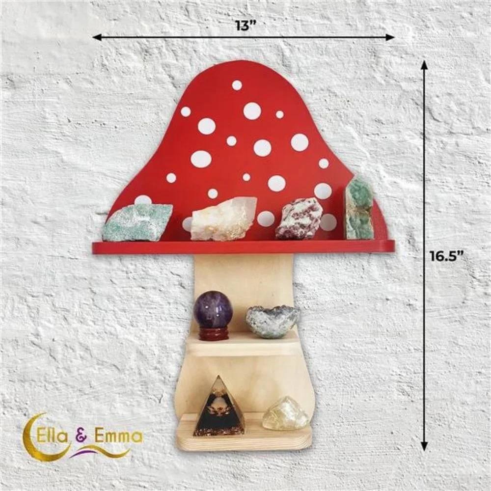 Floating Wooden Mushroom Shelf - Bathroom Shelves Mushroom Decor, Wall Shelves